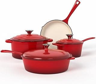 Kitchen Academy 7Pcs Enameled Cast Iron Cookware Set B0D2D9TLD3