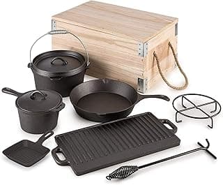 RELIANCER 8 Piece 4.5 Quart Cast Iron Dutch Oven Set B09727NNZZ