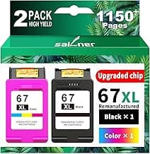SAILNER HP 67XL Ink Cartridges Black Color Combo Pack