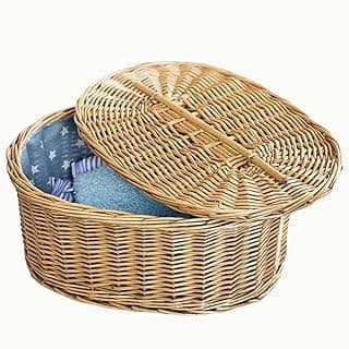 QINGTUHOME Willow Oval Sewing Organizer 14.4 x 9.8 x 7.5 inch