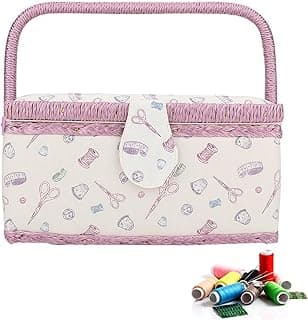 HERCHR Classic Sewing Basket 9.6 x 7.1 x 5.1 inch