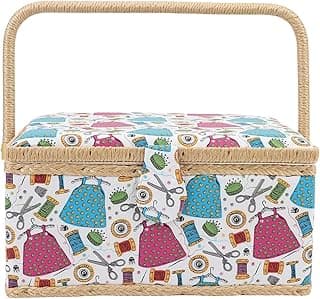 Glomora Sewing Basket with Removable Tray