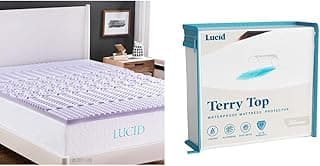 LUCID 2 Inch Mattress Topper Protector Bundle Full