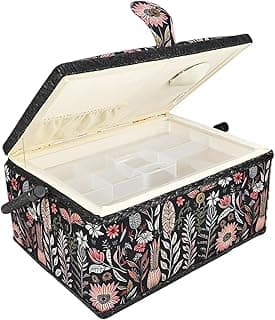 Comfecto Vintage Black Wooden Sewing Basket Organizer B0D8C1933R