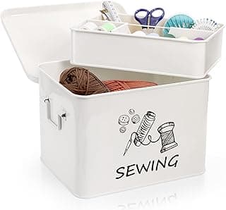 ZOOFOX Metal Sewing Box ZO-MetalSewingBox-White