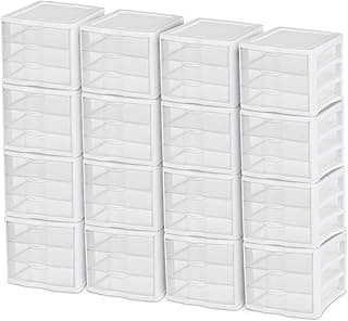 Sterilite ClearView Compact Stacking 3 Drawer Storage Organizer