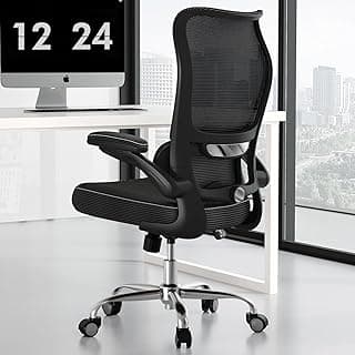 TRALT Ergonomic Office Chair - Desk Chair with Wave High Back Adjustable Lumbar Support Computer Chair - Gaming Chairs Mesh Backrest and PU Leather Seat for Home Reading Chairs to Adults(Black)