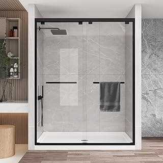 KPUY 55-60x76 inch Semi-Frameless Double Sliding Shower Door
