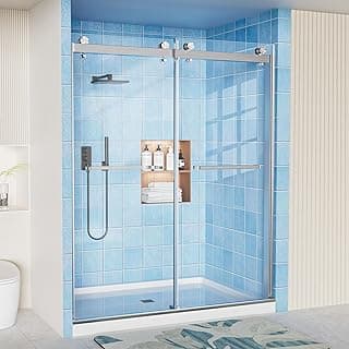 CFKEJI 56-60x72 inch Frameless Sliding Shower Door