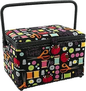 Dritz Large Sewing Basket Black : Spacious Storage