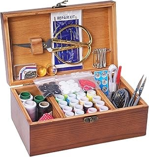 VEAPILS Wooden Sewing Kit Box